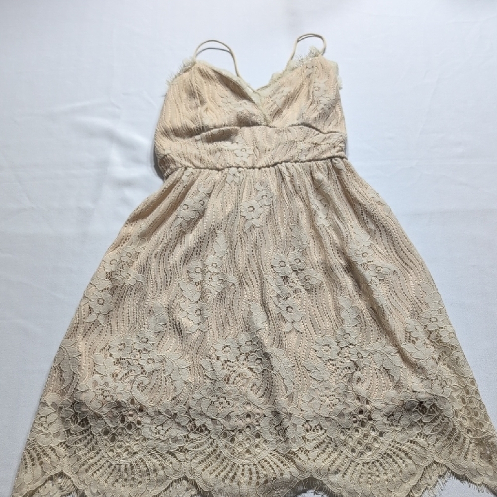 Aooksmery Elegant Cream Lace Youth Dress Size Small NWOT